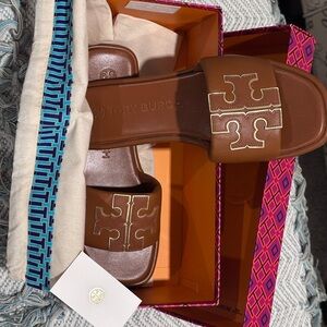 Tory Burch Brown Slide Sandals